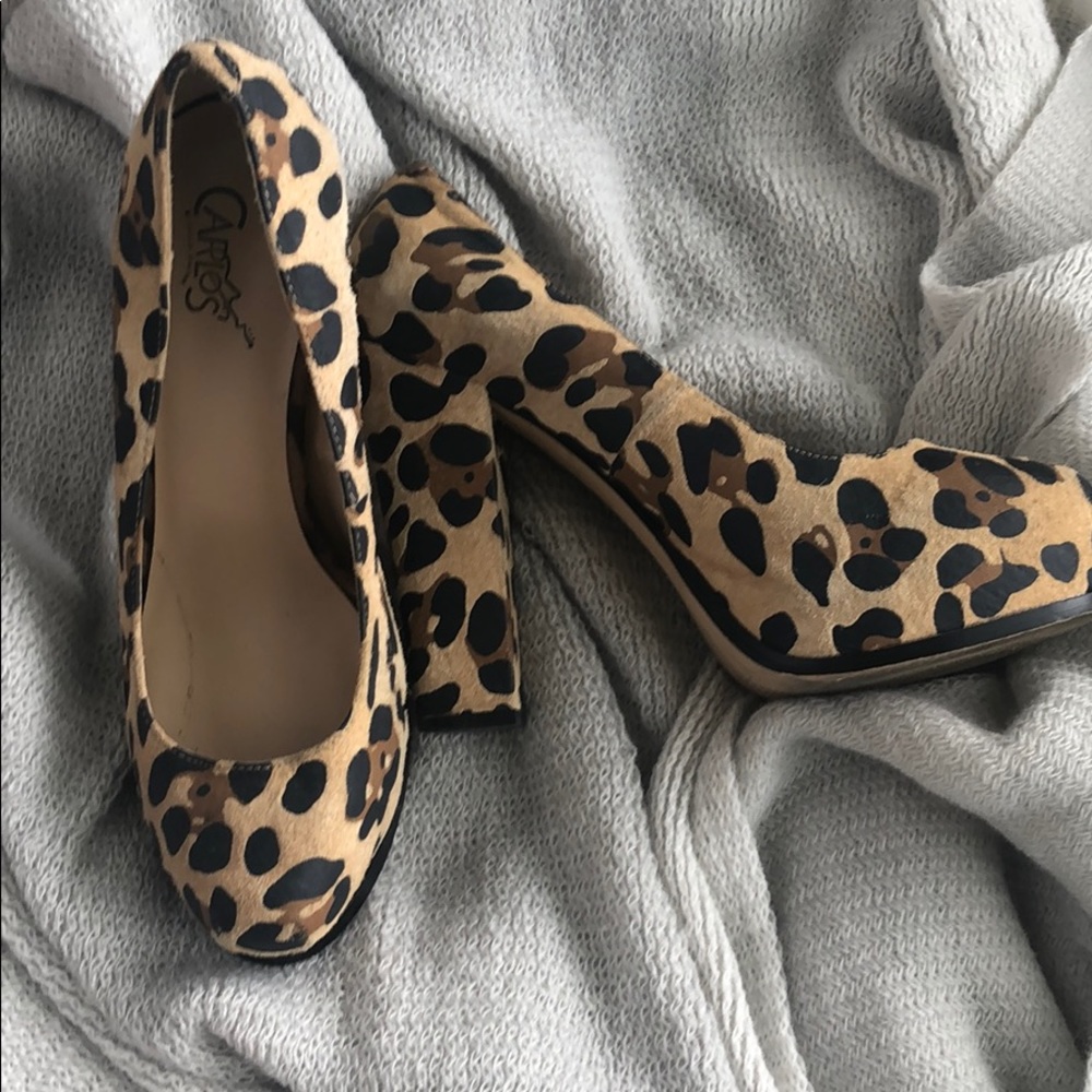 Carlos Santana leopard platform heels
